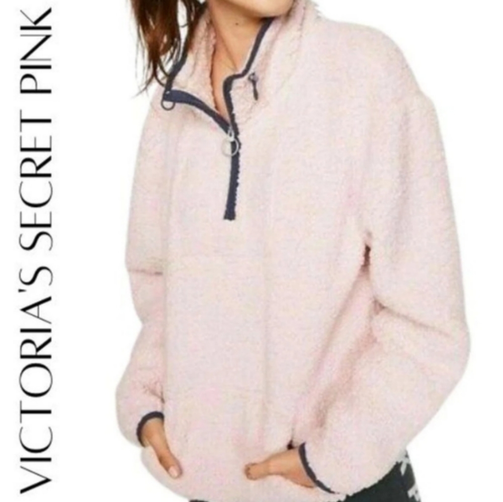VS PINK Sherpa Pullover • Pink